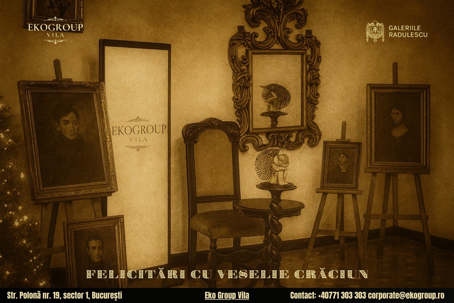 Urări de Crăciun învăluite în farmecul perioadei interbelice, parte din experiența Crăciunul anilor ’30 găzduit de Eko Group Vila 1 Urări de Crăciun învăluite în farmecul perioadei interbelice, parte din experiența Crăciunul anilor ’30 găzduit de Eko Group Vila